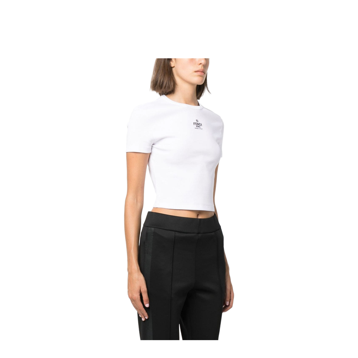White Cropped T-Shirt with Logo - Image 3