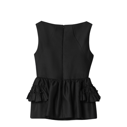 Black Wool And Silk Ruffled Top - Image 2