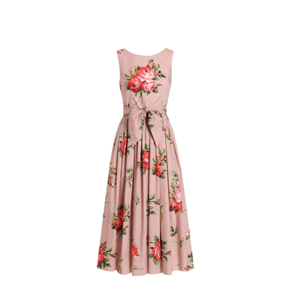 Rose Bouquet-Print Cotton Dress - Image 1