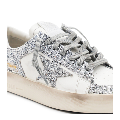 Stardan Sneakers in White and Silver Glitter - Image 4