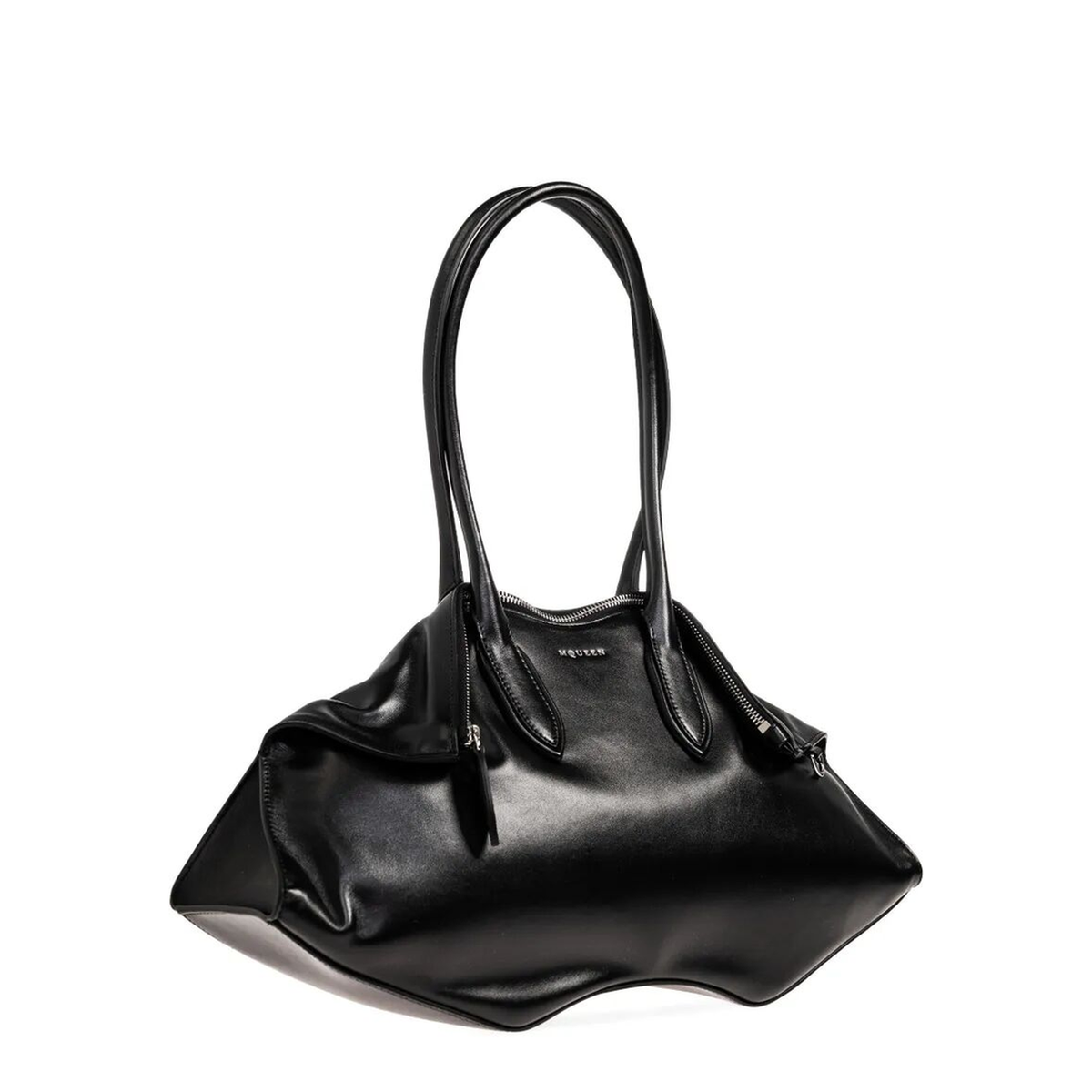 Manta Bag Medium Calf Leather Shoulder Bag - Black - Image 2