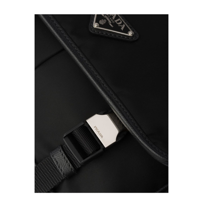 Re-Nylon Saffiano Leather Shoulder Bag - Black - Image 6