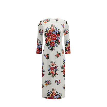 Floral Print Stretch Viscose Dress - Image 1