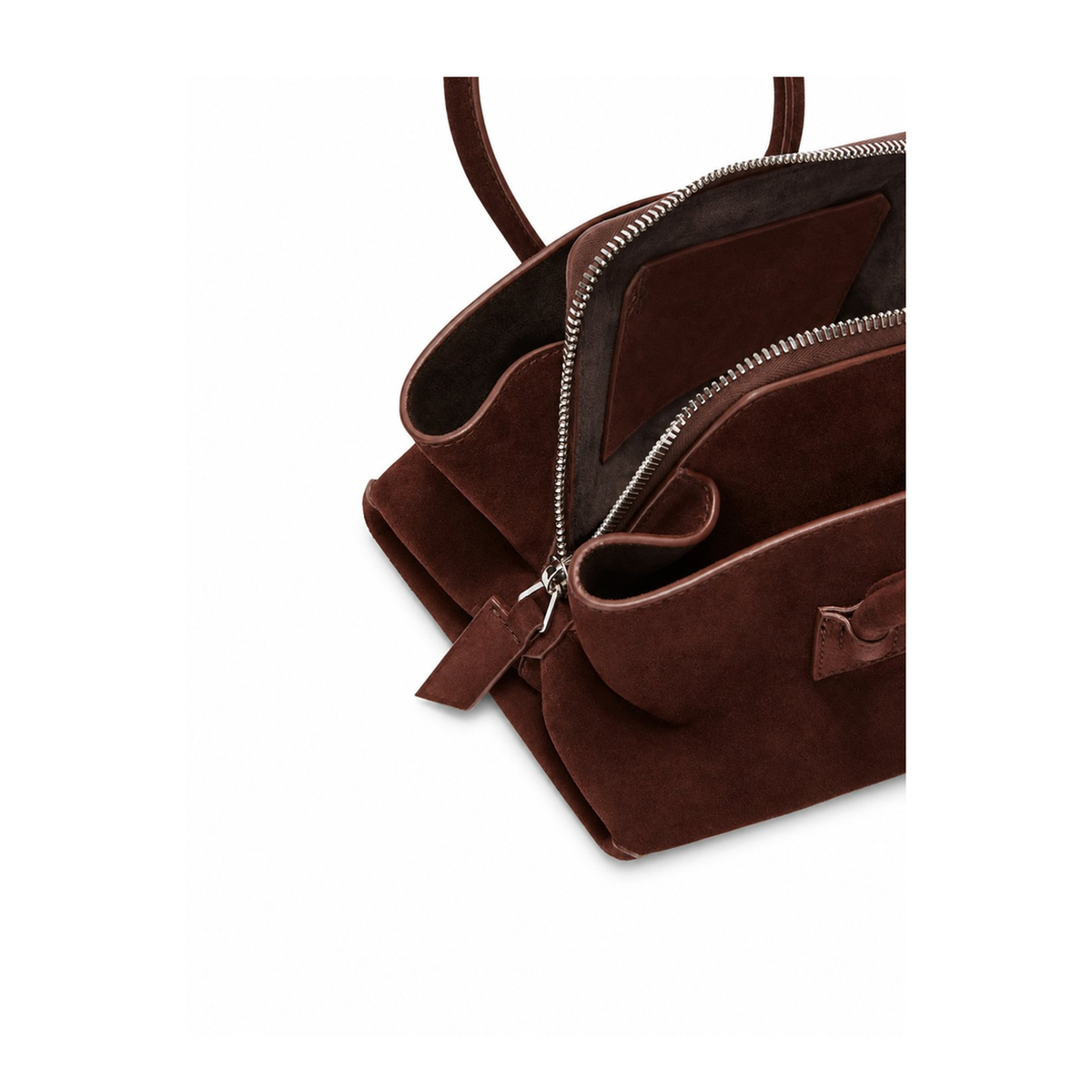 La Passeggiata Mini Suede Top-Handle Bag - Light Brown - Image 3