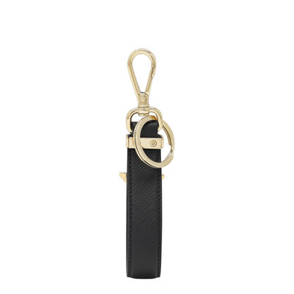 Black Saffiano Leather Keyring With Triangle Logo - Image 2