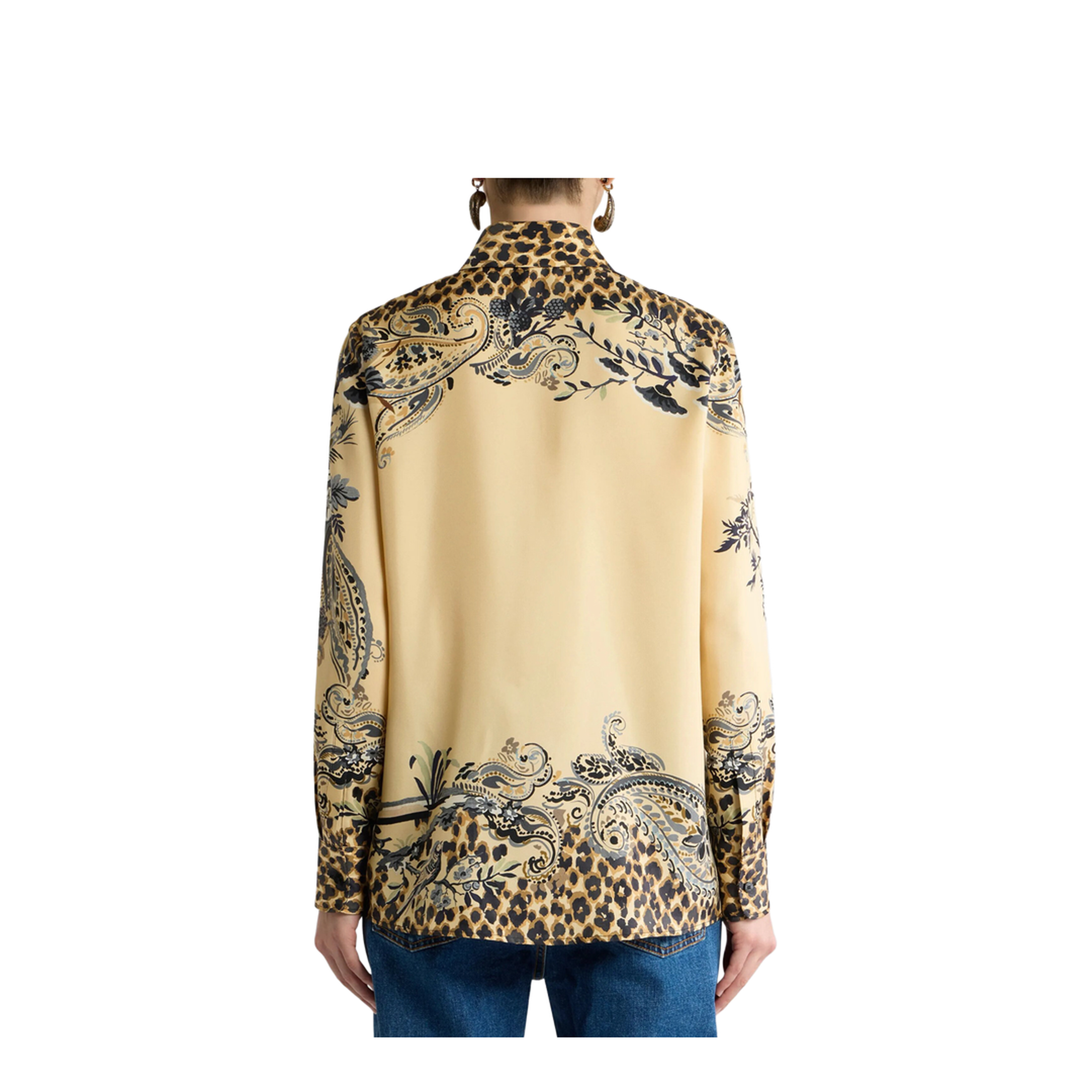 Silk Shirt with Placed Leopard Print - Image 3