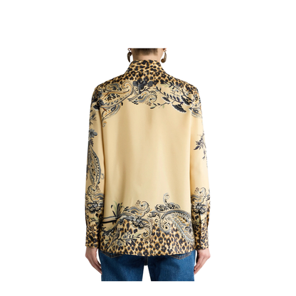 Silk Shirt with Placed Leopard Print - Image 3