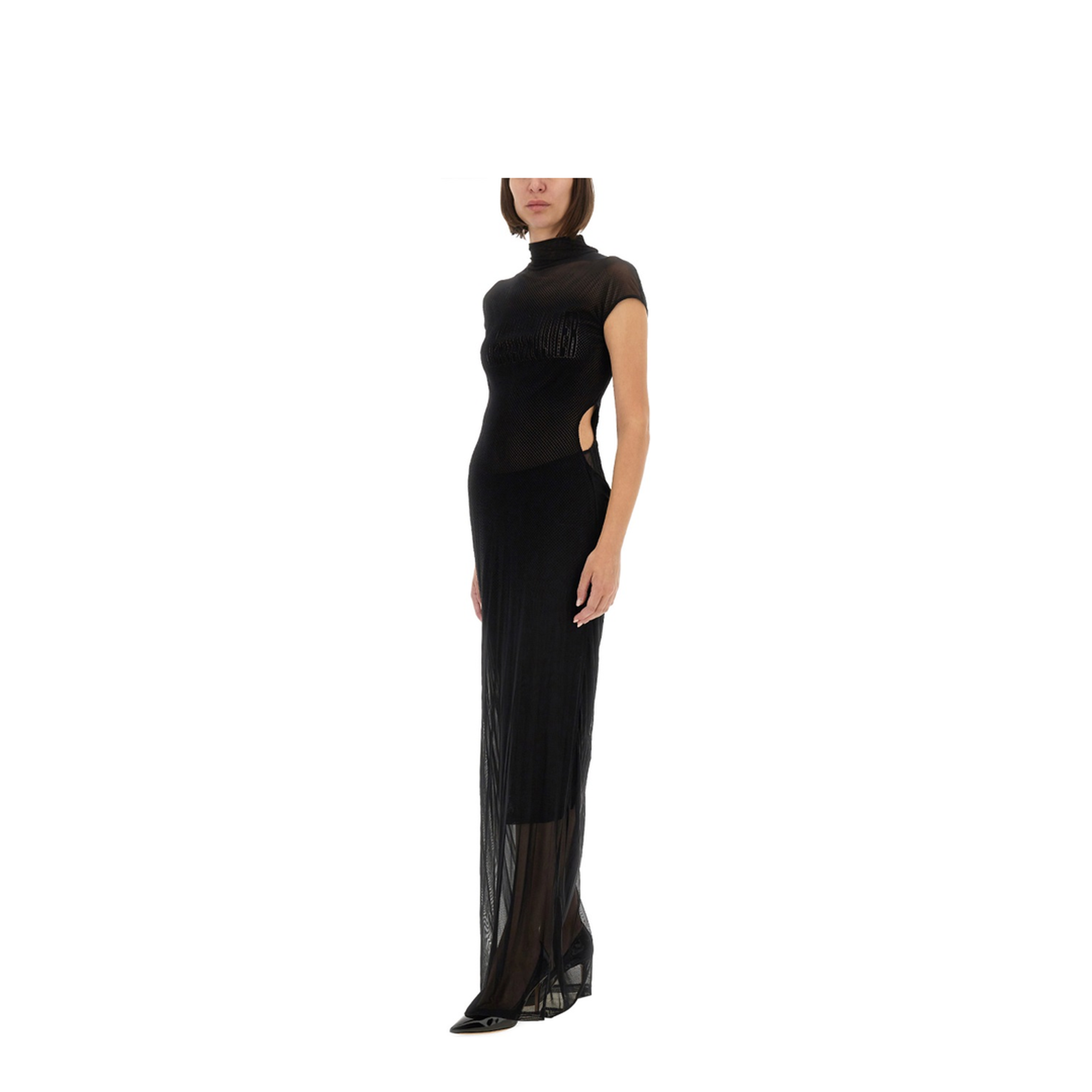 Mesh Dress with Flocked Logo - Image 2