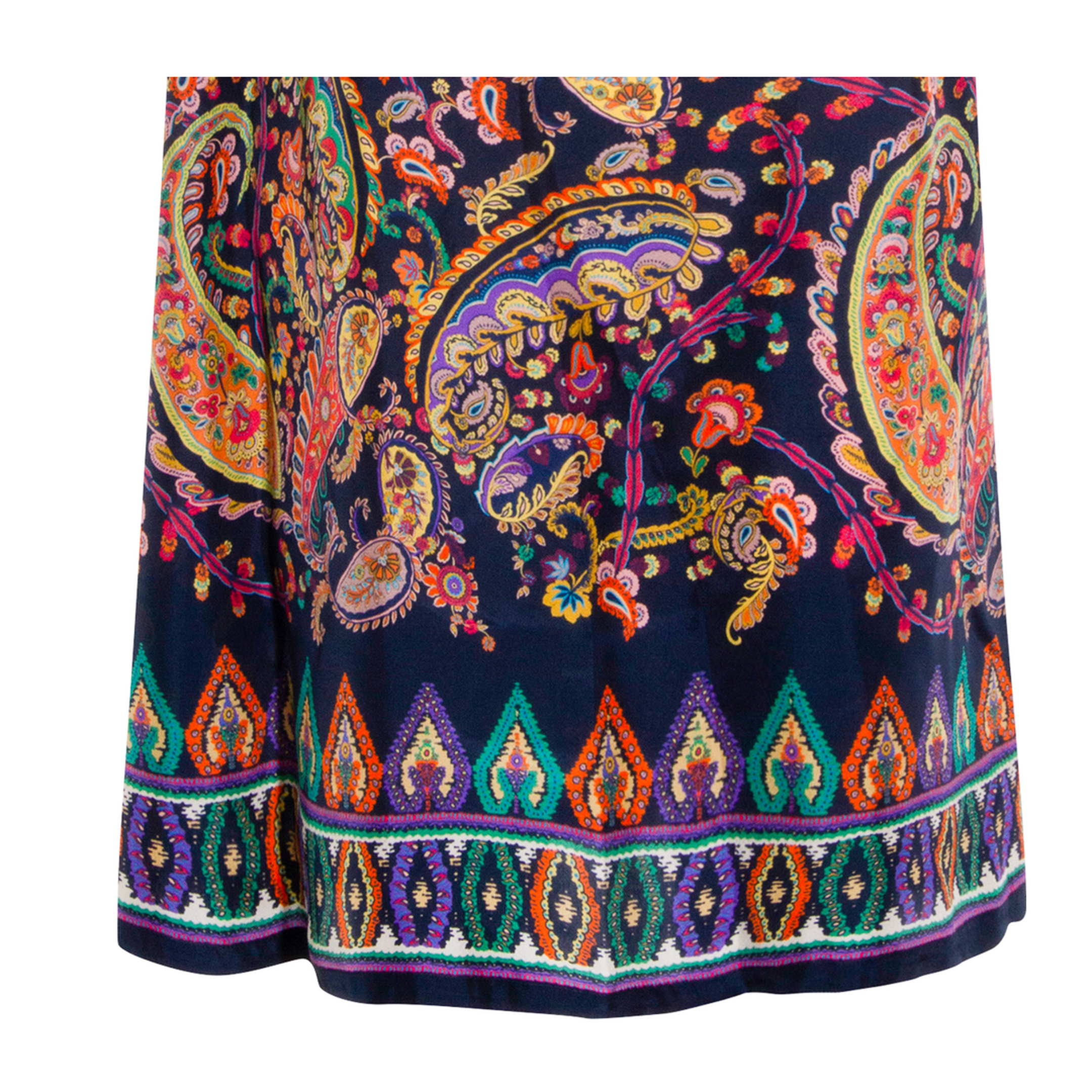 Blue Paisley-print Habotai Silk Tunic Short Dress - Image 7