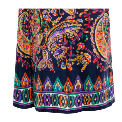 Blue Paisley-print Habotai Silk Tunic Short Dress - Image 7