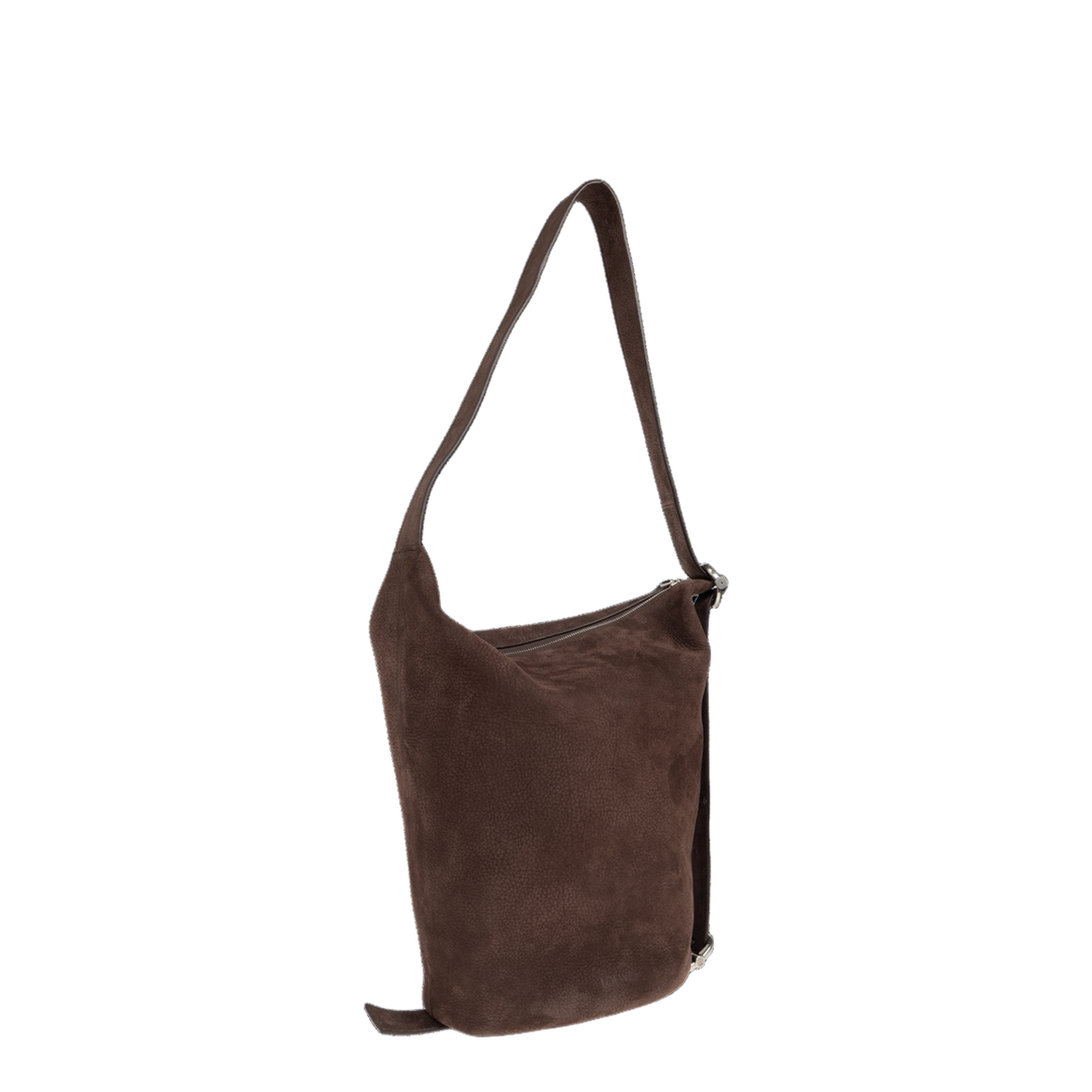Loop Medium Grained Nubuck Bucket Bag - Dark Chestnut - Image 3