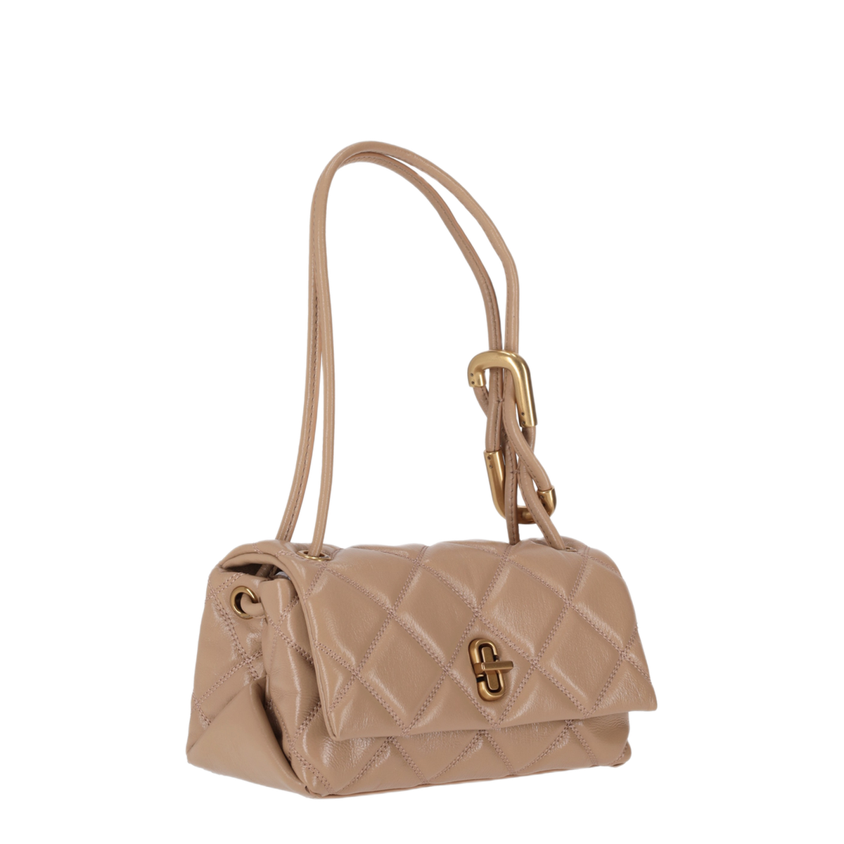 Mini Quilted Leather Shoulder Bag - Camel - Image 2