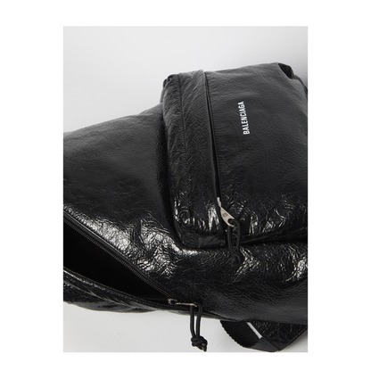 Explorer Lambskin Asymmetric Backpack - Black - Image 4