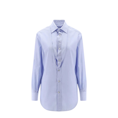 Light Blue Blouse with Folded Collar - Image 1