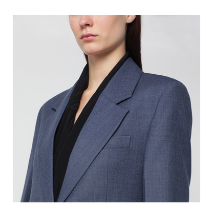 Katherine Single-Breasted Jacket in Blue Mélange Wool Blend - Image 2