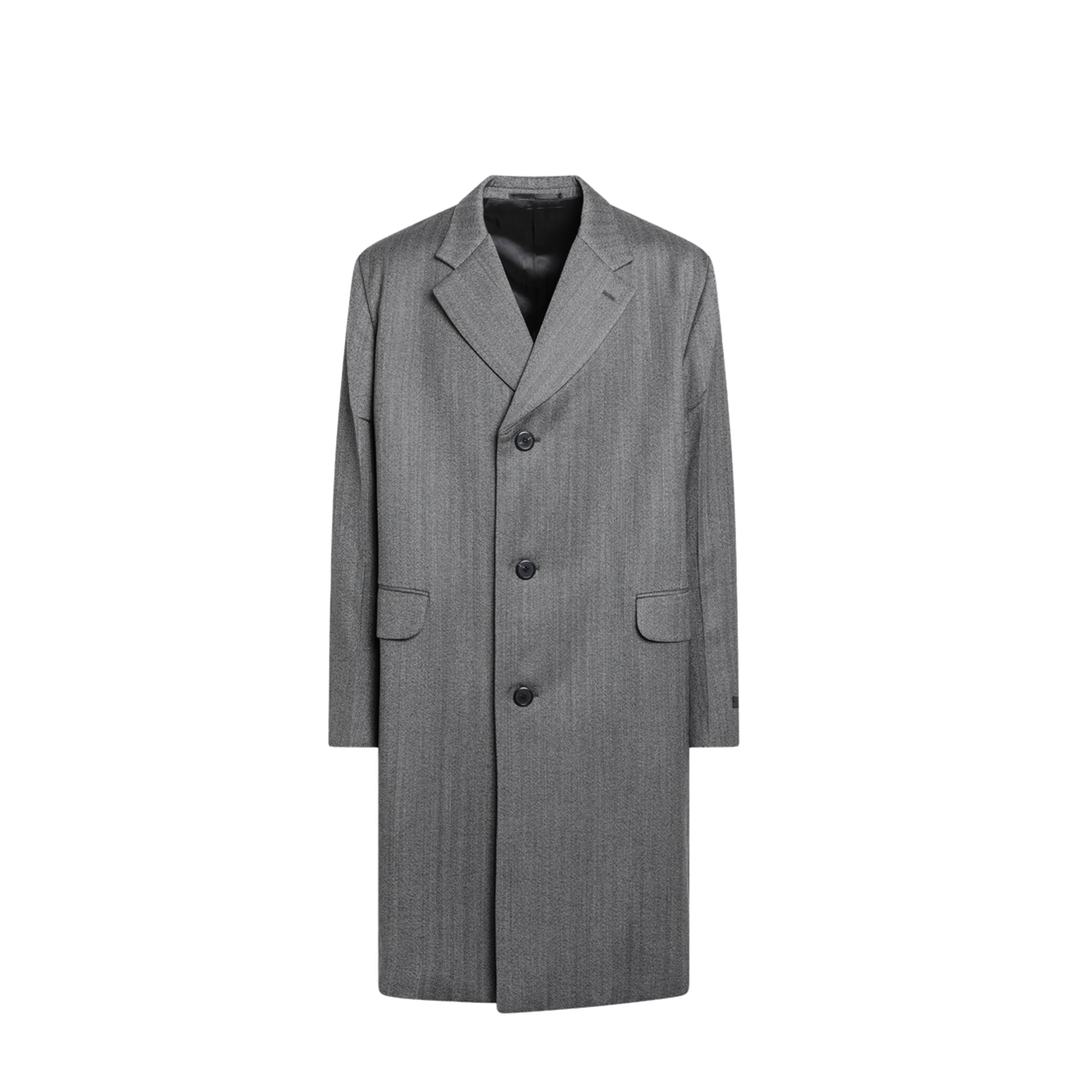Gray Single-Breasted Wool Coat - Image 1