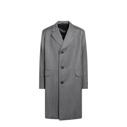 Gray Single-Breasted Wool Coat - Image 1