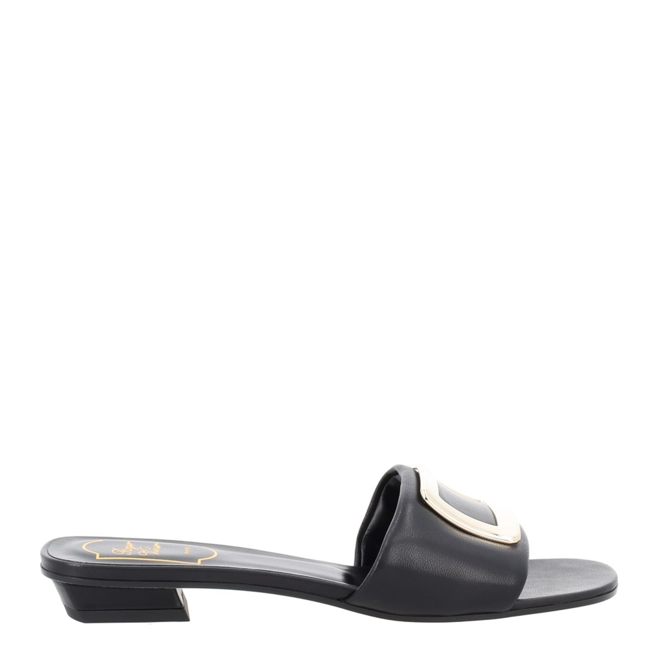 Square Buckle Leather Slides - Image 1