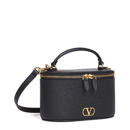 VLogo Signature Mini Vanity Bag Grainy Calfskin - Black - Image 2