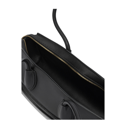 Donna Soft Nappa Leather Shoulder Bag - Black - Image 5