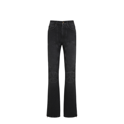 Denim Jeans With Lacing And Knee Bonding Detail - Image 3