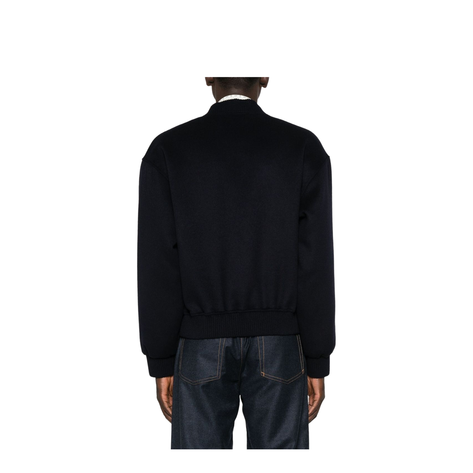 Black Ribbed Hem and Cuffs Zip Fastening Jacket - Image 5