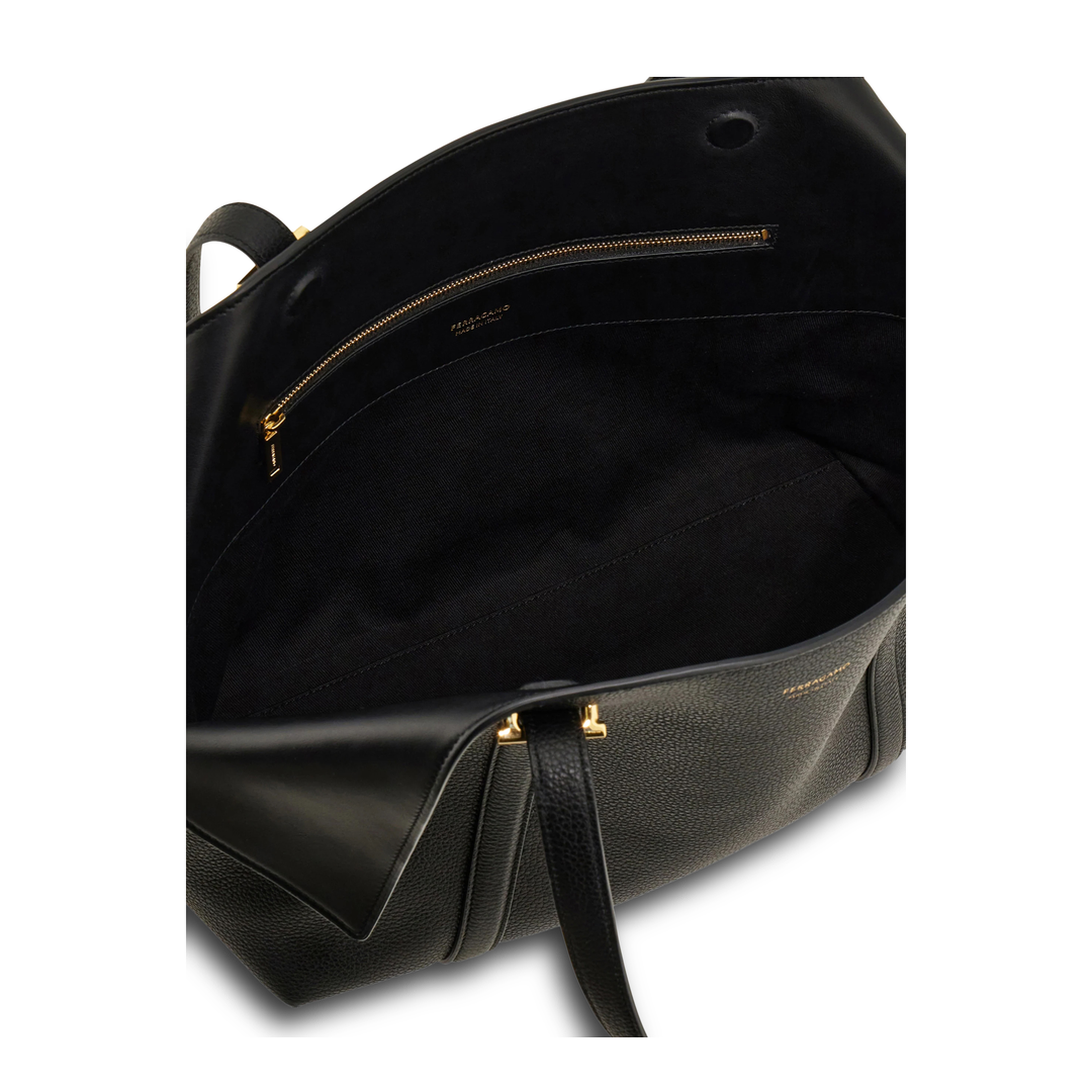 Scarf Folded Medium Calfskin Tote - Nero - Image 4