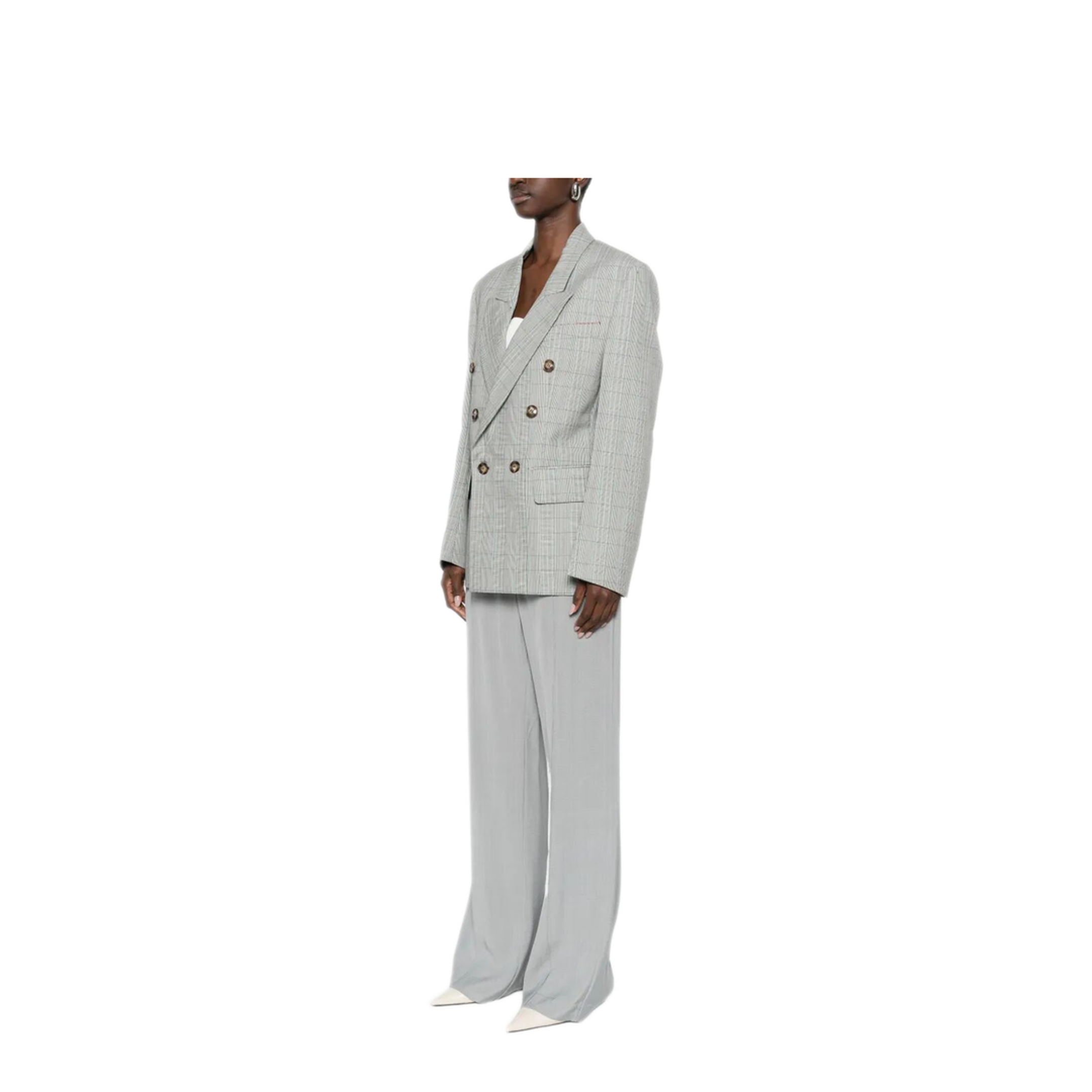 Check Wool Double-Breasted Tailored Jacket - Image 4