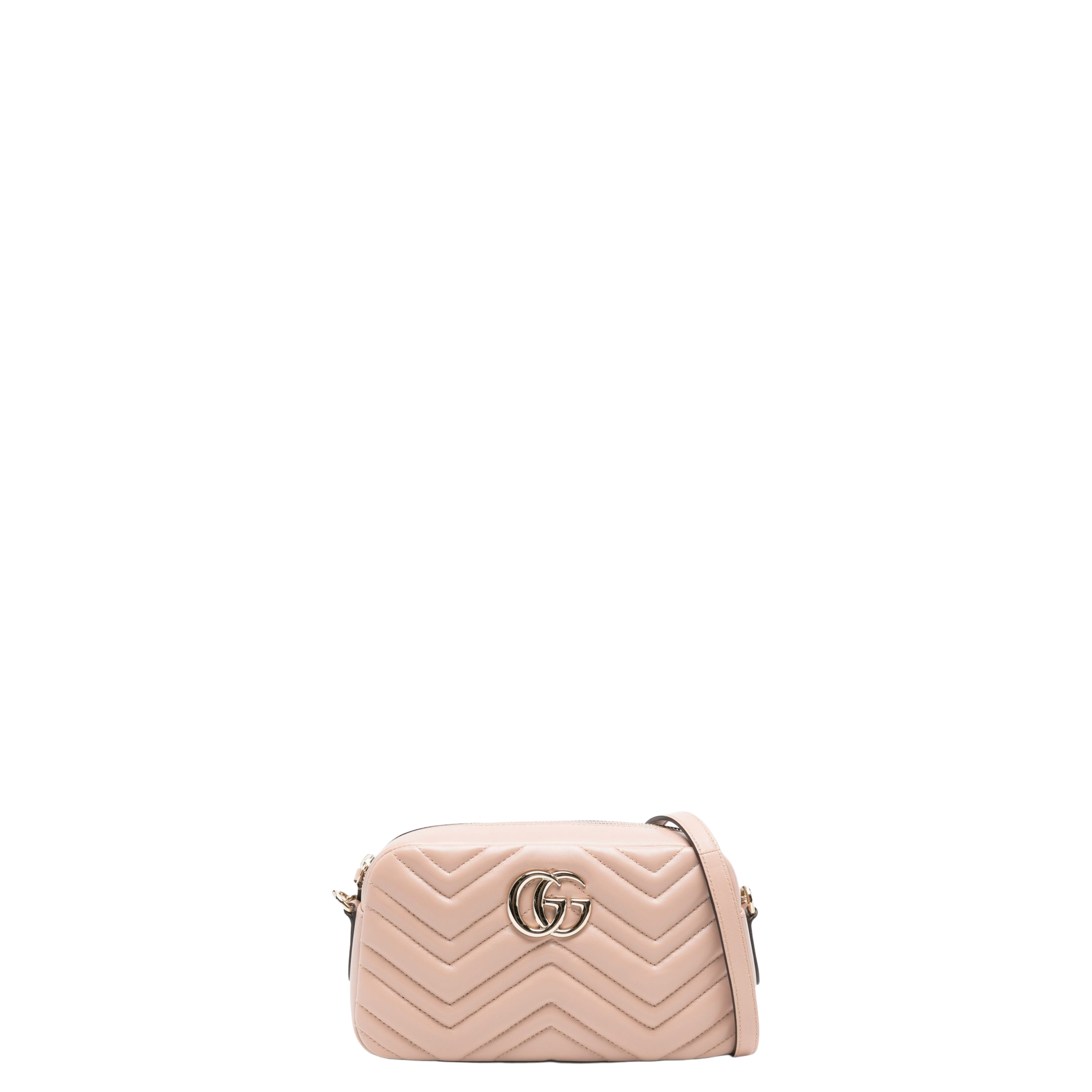 Small Camera Bag in Pink Beige Leather - Image 1