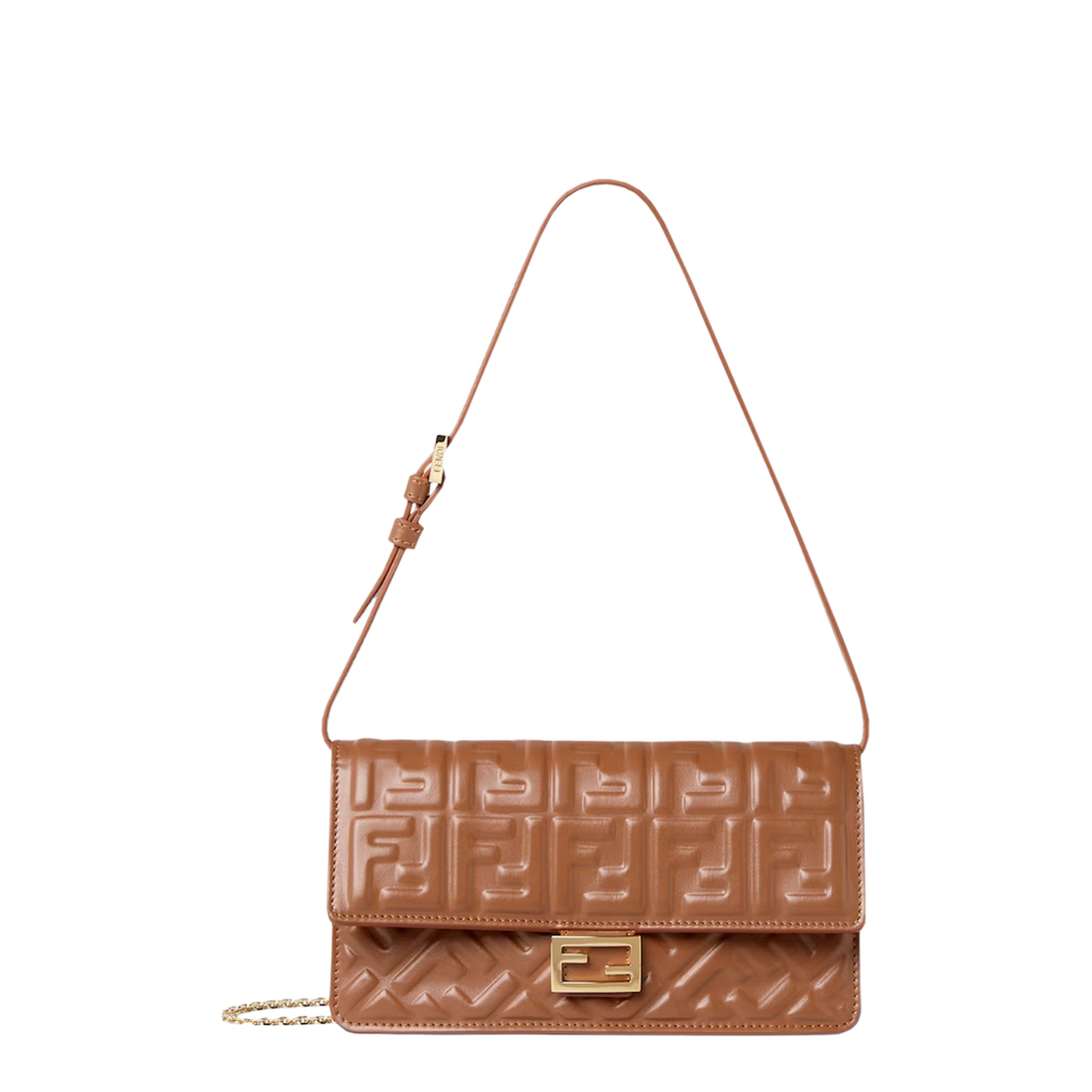 Baguette Nappa Leather Wallet On Chain - Sellier Brown - Image 1