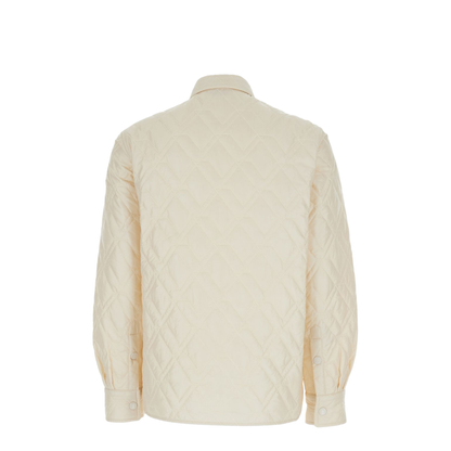 White Ivory Diamond Quilted Padded Shirt Jacket - Image 3