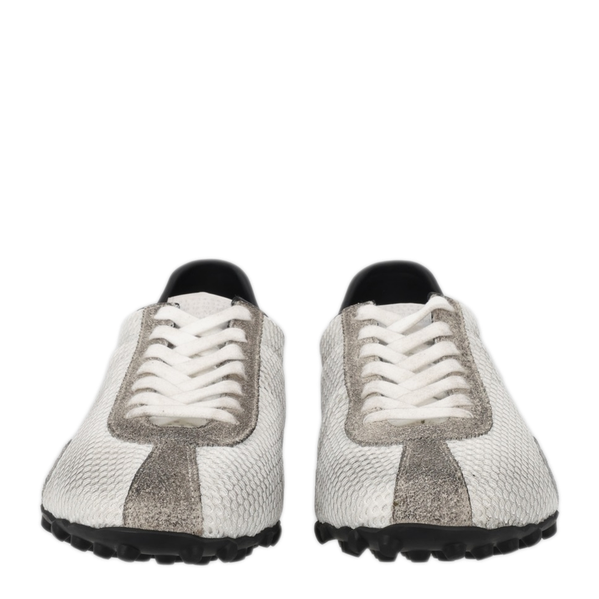 Sprinters White Grey Vintage-Effect Sneakers - Image 1