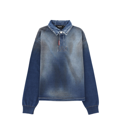 Polo Shirt with Denim Effect - Image 1