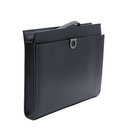 Gancini Hammered Calfskin Pouch - Nero - Image 4