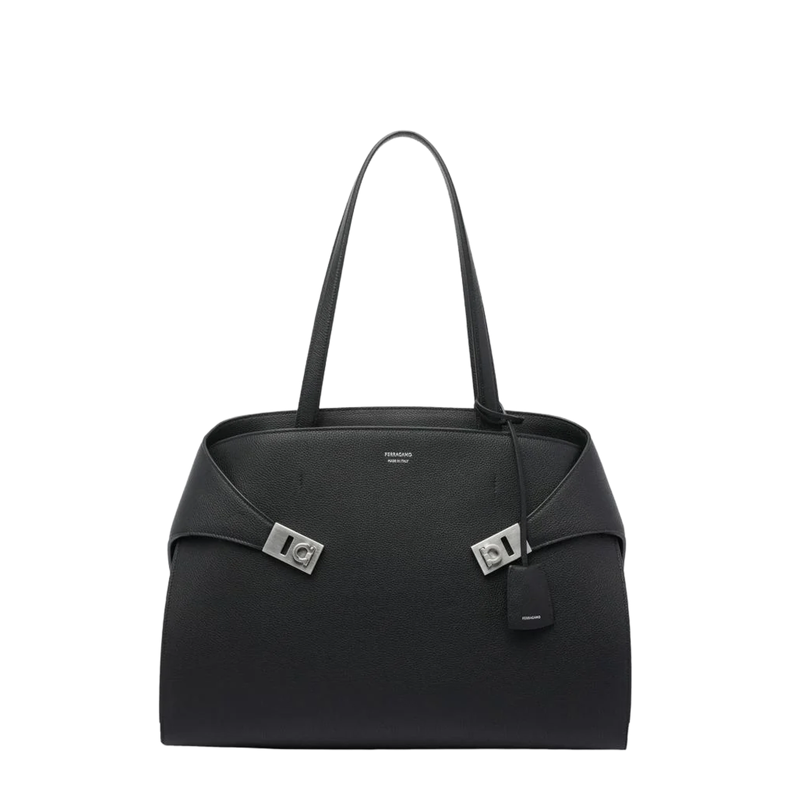 Hug Clasp Shoulder Bag Leather Black - Image 1