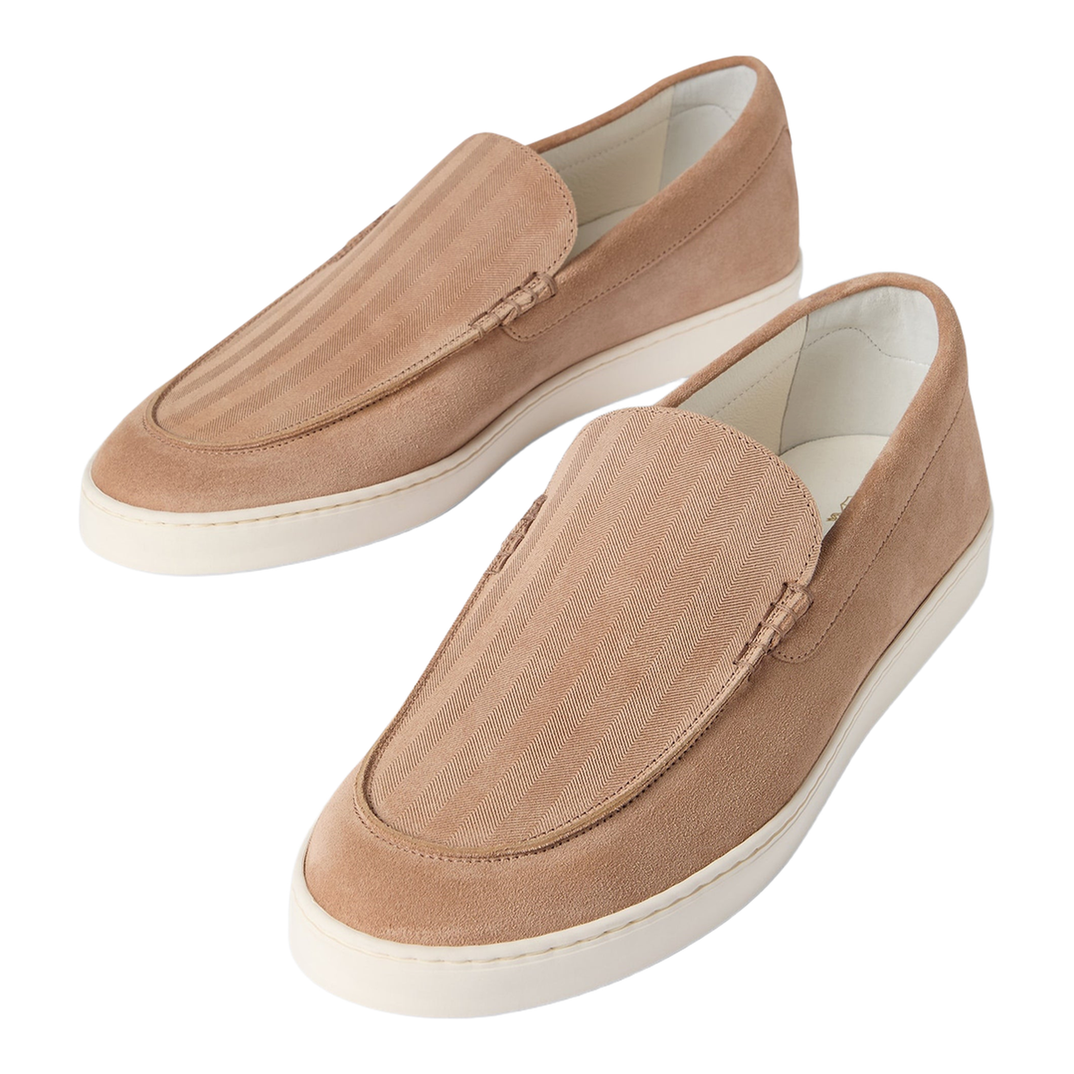 Light Brown Chevron-Effect Suede Slip-Ons - Image 2