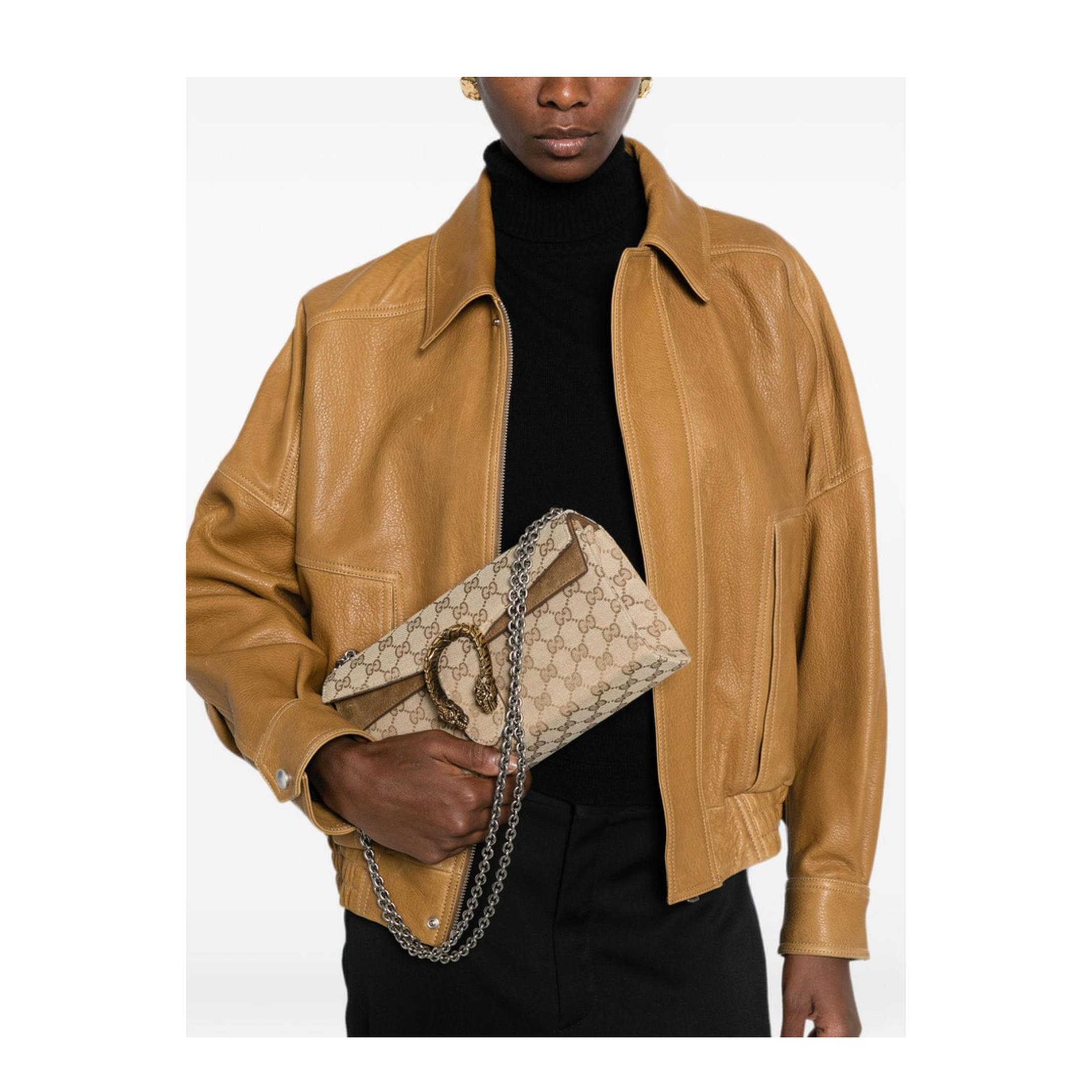 Dionysus Medium Coated Canvas Shoulder Bag - Sand and brown GG canvas - Image 5
