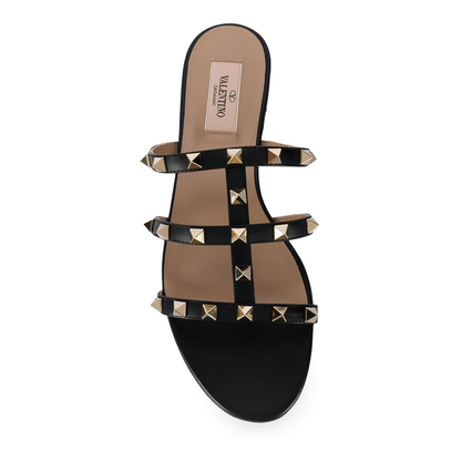 Rockstud Leather Flat Sandals - Image 4