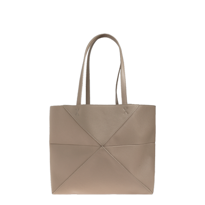 Puzzle Fold Medium Soft Grained Calfskin Tote - Clay - Image 3