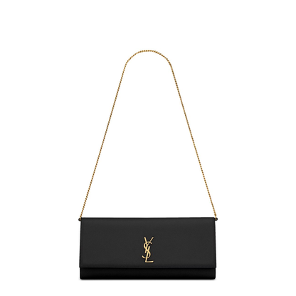 Kate Grain de Poudre Leather Clutch - Black - Image 1