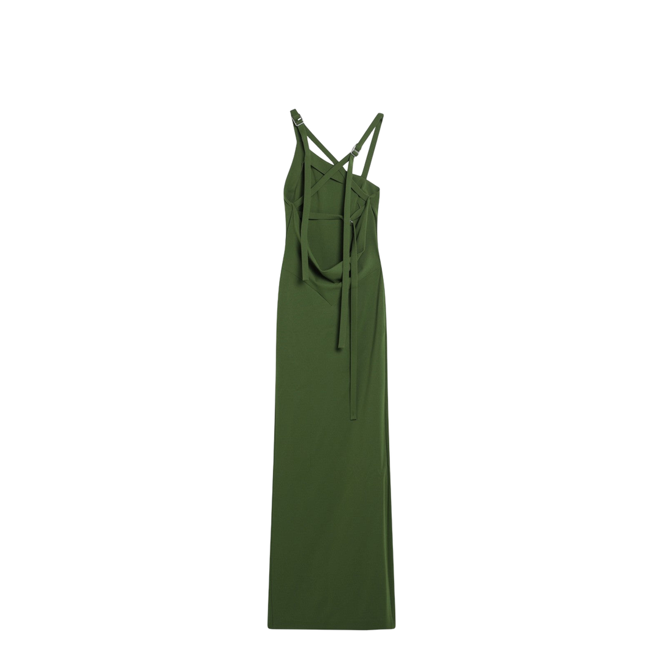 Long Green Dress with Slit - Image 2