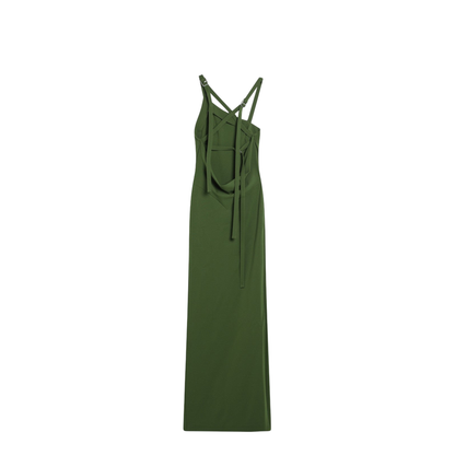 Long Green Dress with Slit - Image 2