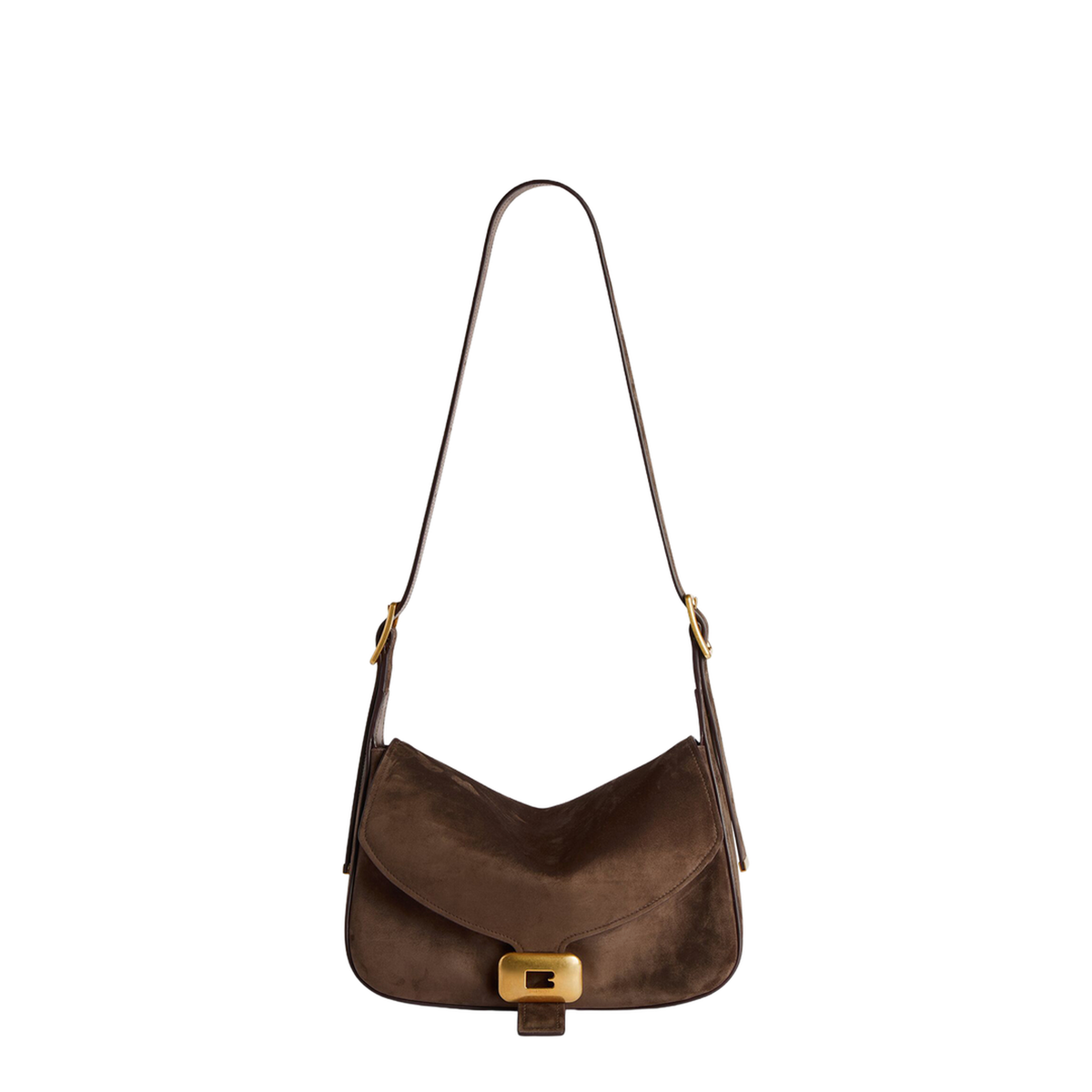 Clicca Medium Velvet Suede Calfskin Shoulder Bag - Muscade - Image 2