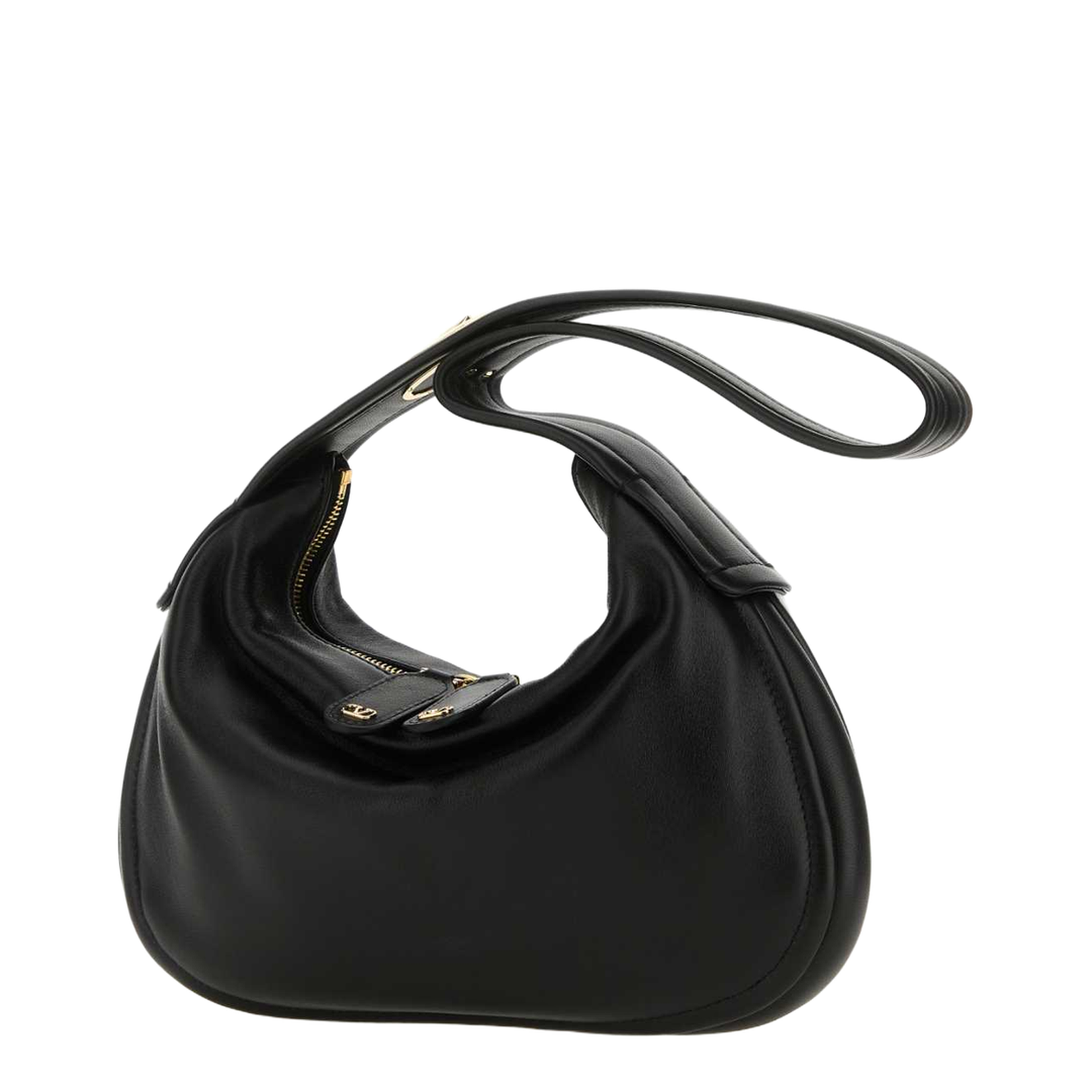 Black Nappa Leather Small Go-Hobo Shoulder Bag - Image 2
