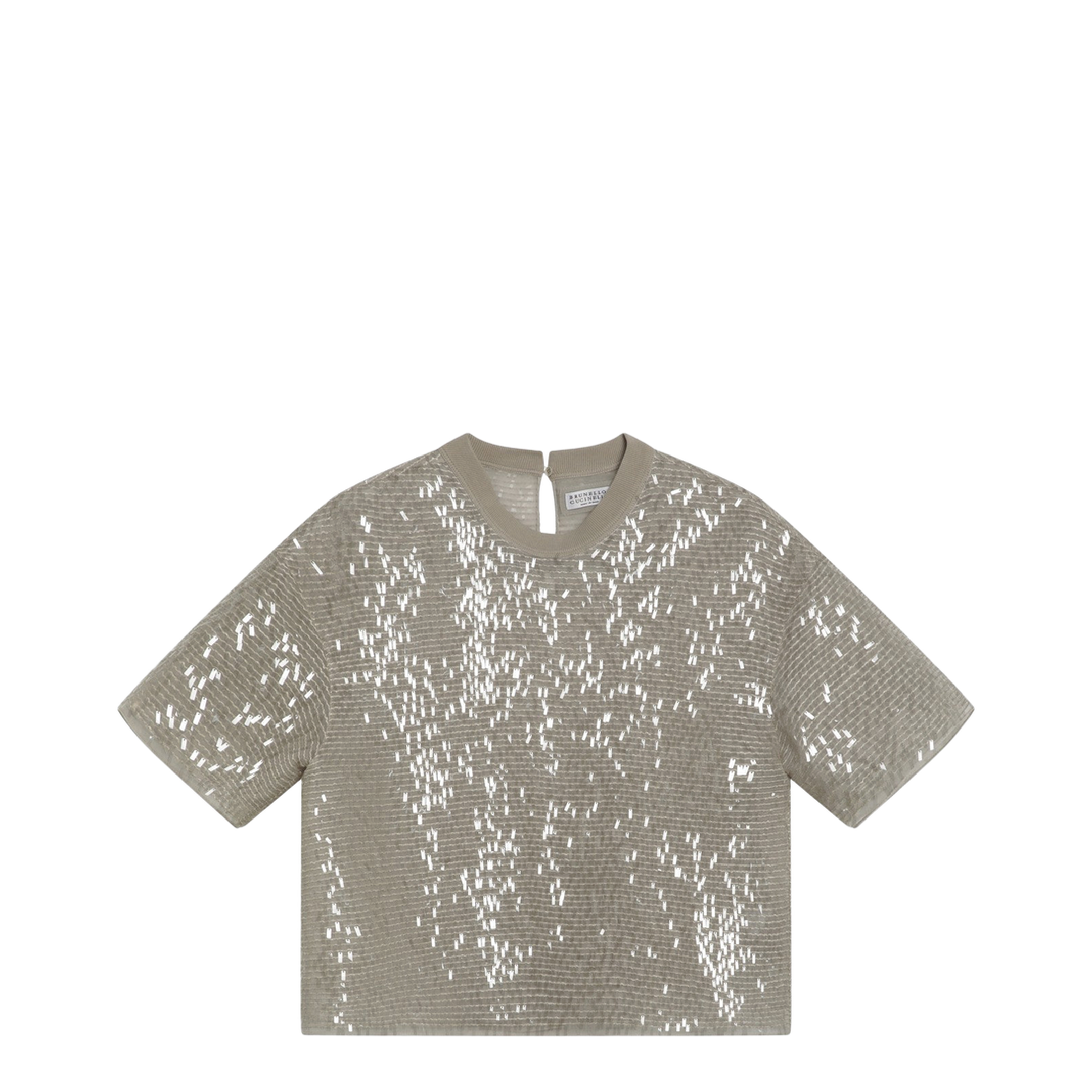 Dazzling Cascade Embroidery T-shirt in Crispy Silk - Image 1