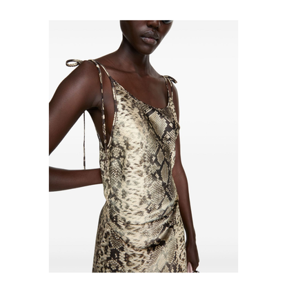 Satin Dress - Multi Brown - Image 4