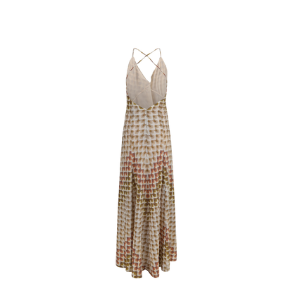 Long Lamé Viscose Dress with Crossed Straps - Image 2
