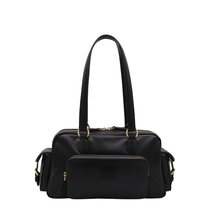 Black Pocket Nappa Leather Top-handle Bag - Image 1