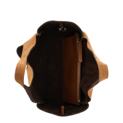 Calf Suede Shopping Bag - Luggage Brown - Image 4