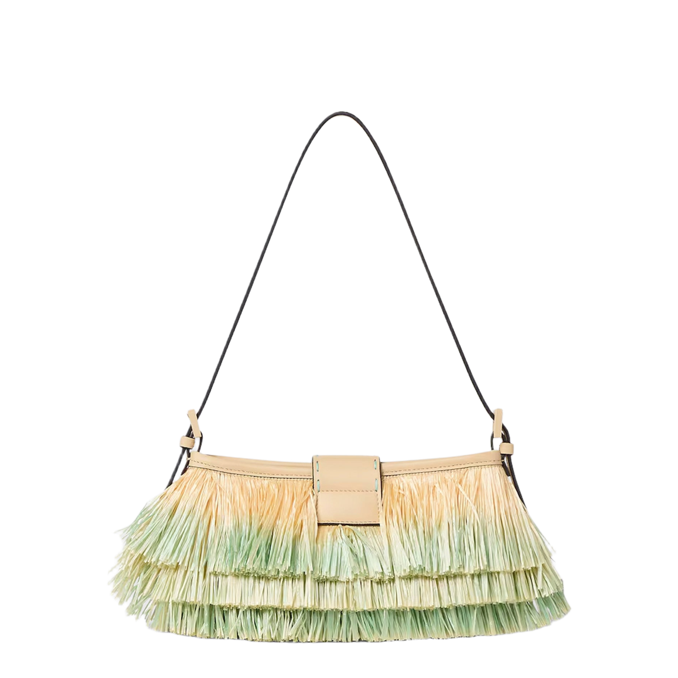 Baby B Mini Bag in Light Green Ombré Raffia - Image 2
